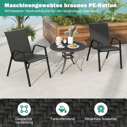 Set of 4 stackable garden chairs made of PE rattan with armrests stacking chairs 66 x 51 x 84 cm