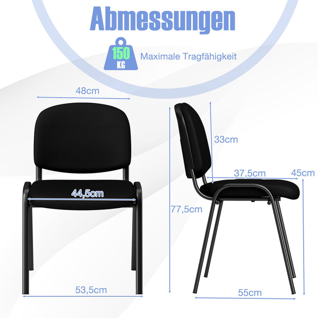 Set of 5 Black Stackable Reception Chairs with Ergonomic Support