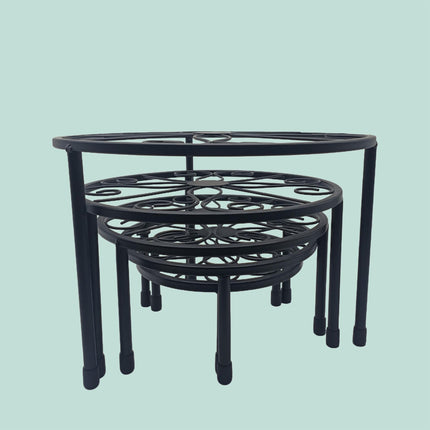Set of 5 Round Carbon Steel Plant Stands