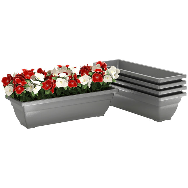 Set of 5 stackable weatherproof flower pots, 59x21x16 cm