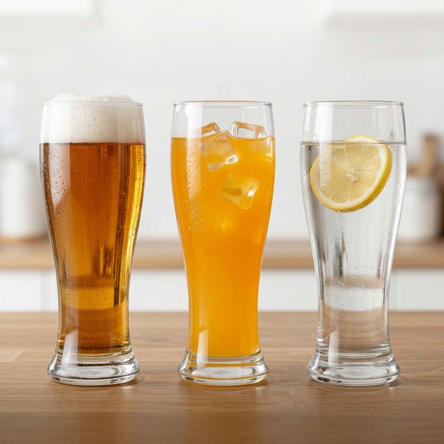 Set of 6 Clear Beer Glasses, 460ml, Dishwasher-Safe