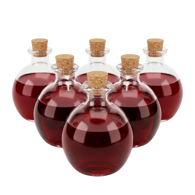 Set of 6 Glass Bottles with Corks, 260ml Capacity