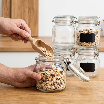 Set of 6 Glass Jam Jars with Airtight Lids, 750 ml