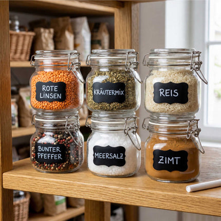 Set of 6 Glass Jam Jars with Airtight Lids, 750 ml