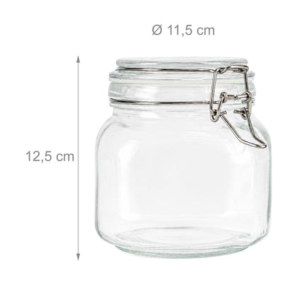 Set of 6 Glass Jam Jars with Airtight Lids, 750 ml