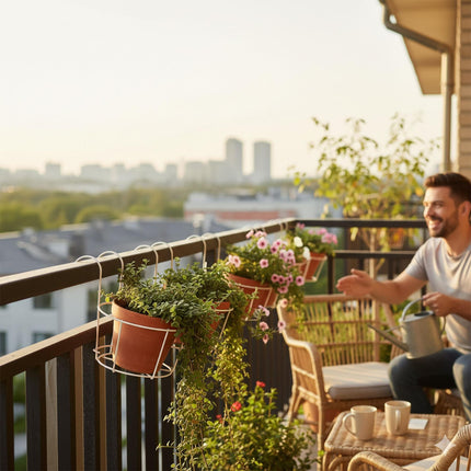 Set of 6 Hanging Planters with Hooks for Balcony