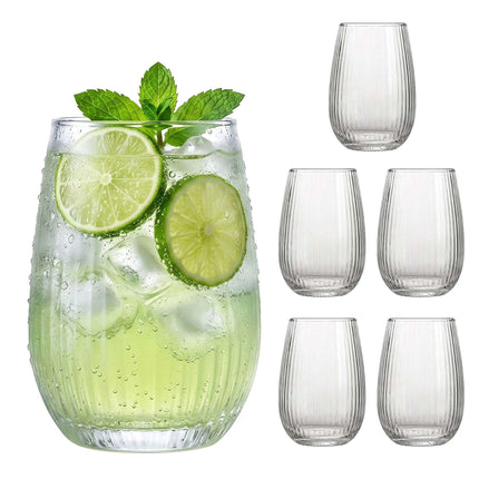 Set of 6 Transparent Glass Tumblers, 400 ml Capacity