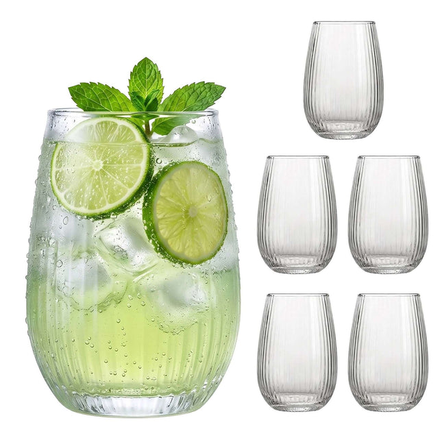 Set of 6 Transparent Glass Tumblers, 400 ml Capacity