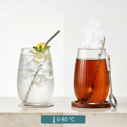 Set of 6 Transparent Glass Tumblers, 400 ml Capacity
