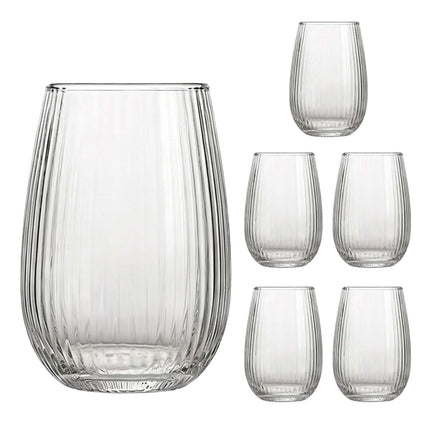 Set of 6 Transparent Glass Tumblers, 400 ml Capacity