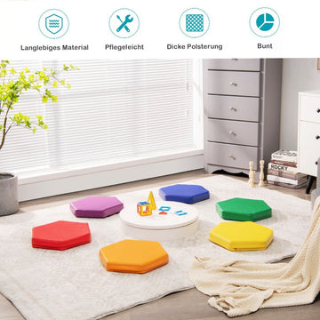Set of 6 children's chair cushions with handle and zipper, seat cushion, booster seat, main cushion, colorful