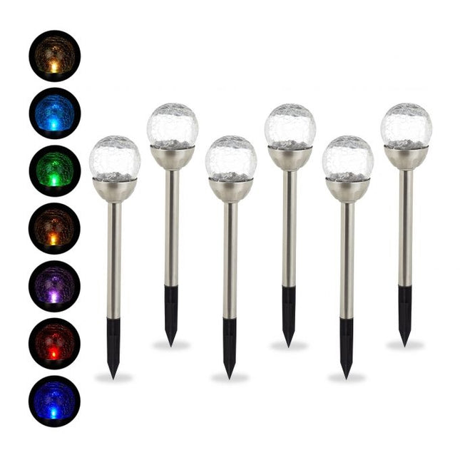Set of 6 solar cell lamps color change