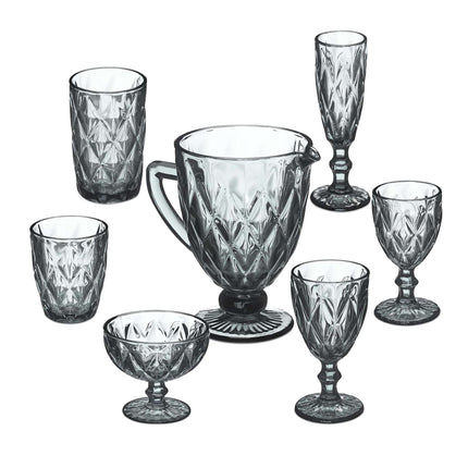 Set of 7 gray glasses