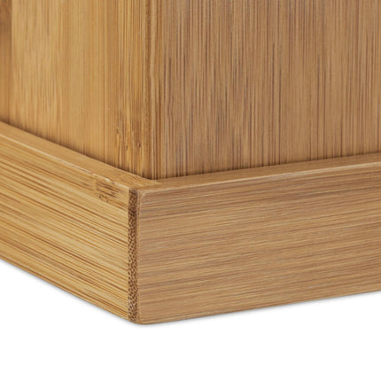 Set of bathroom accessories in bamboo