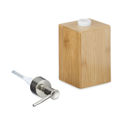Set of bathroom accessories in bamboo