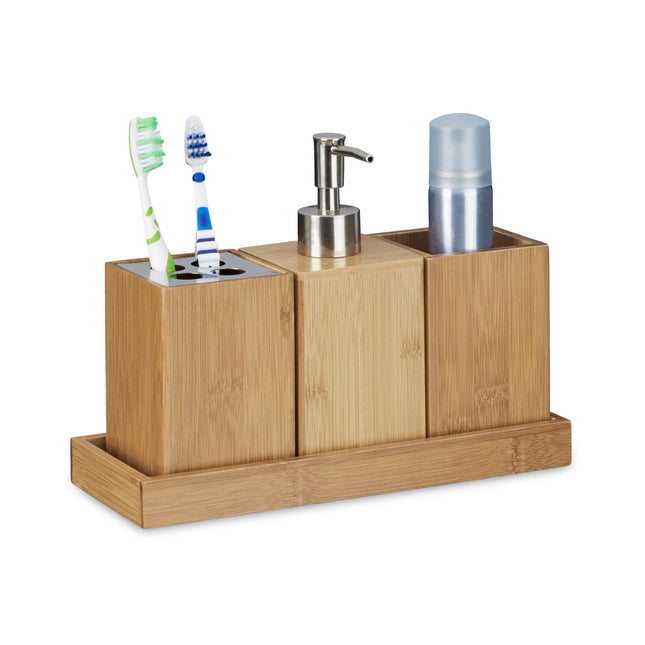 Set badkameraccessoires van bamboe