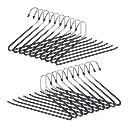 Set of black trouser hangers with non-slip protection