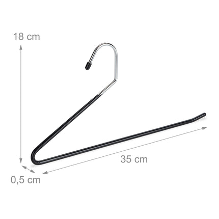 Set of black trouser hangers with non-slip protection