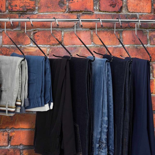 Set of black trouser hangers with non-slip protection