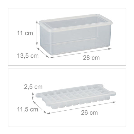 Set of ice cube molds with box and lid