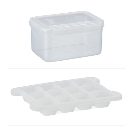 Set of ice cube molds with box and lid