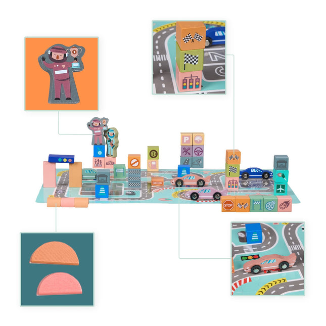 Set of wooden building blocks City