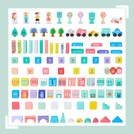 Set of wooden building blocks City