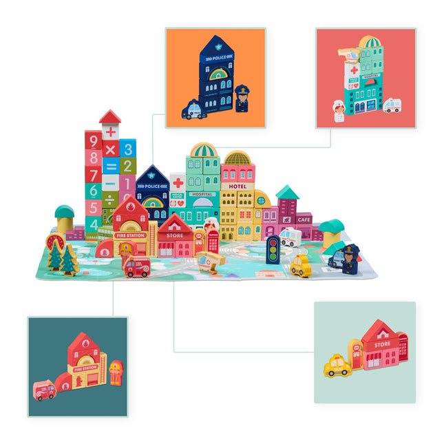 Set of wooden building blocks City