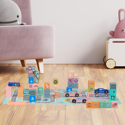 Set of wooden building blocks City