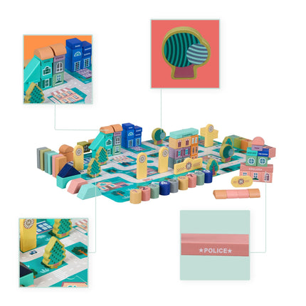 Set of wooden building blocks City