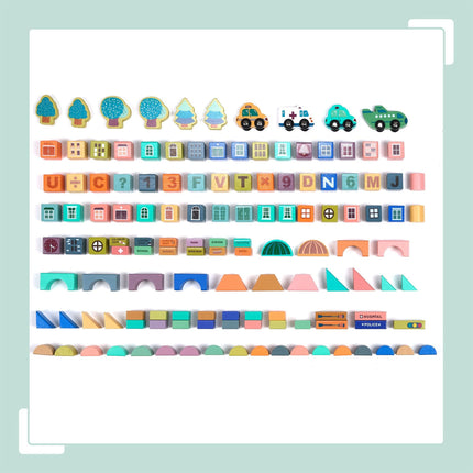 Set of wooden building blocks City