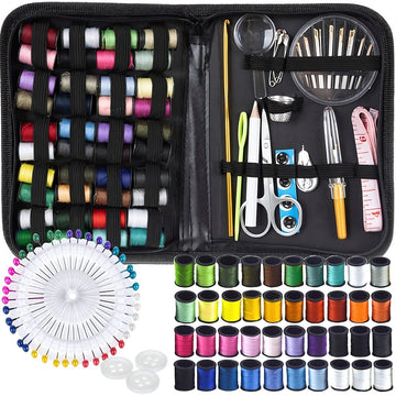Sewing Kit 128 Pieces with Organiser Case and Needles, Threads, Multicolour
