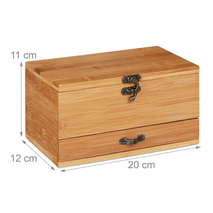 Sewing box with compartments in bamboo