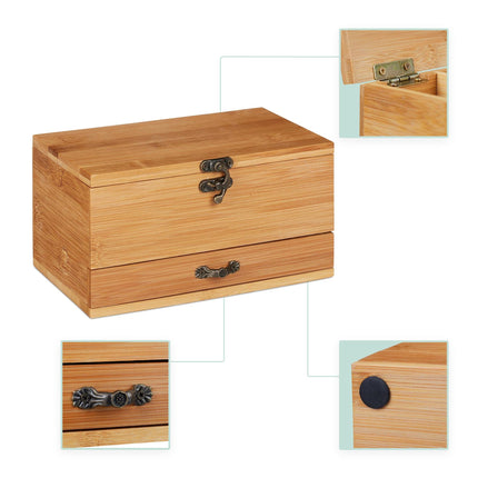 Sewing box with compartments in bamboo