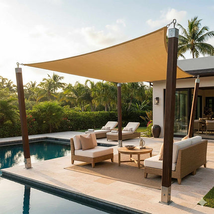 Shade Sail With Eyelets, Breathable HDPE, Tension Ropes