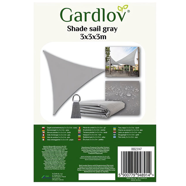 Shade sail 3x3x3m gray Gardlov 23147