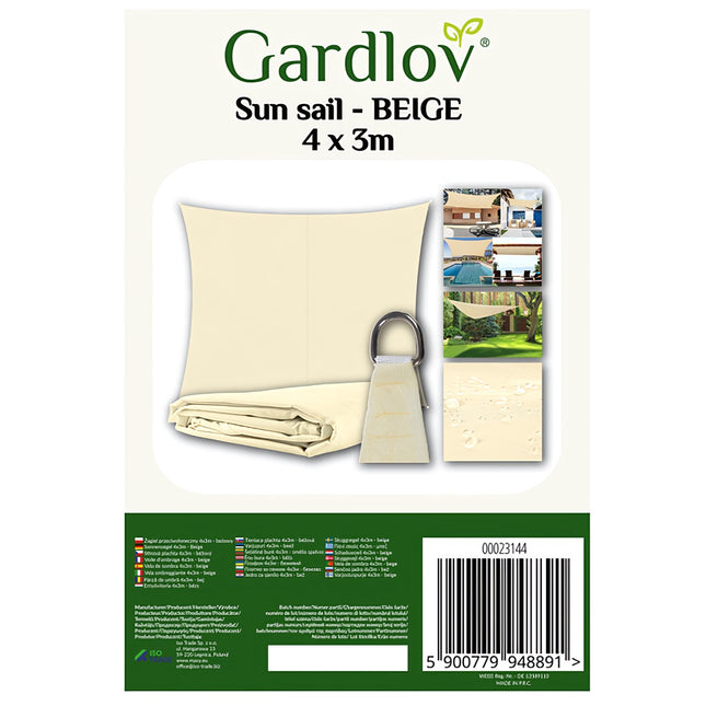 Shade sail 4x3m - beige Gardlov 23144
