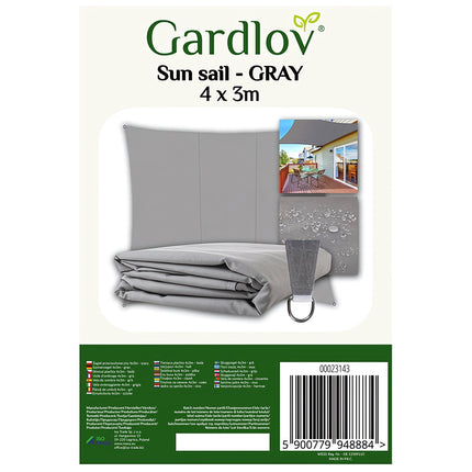 Shade sail 4x3m - gray Gardlov 23143