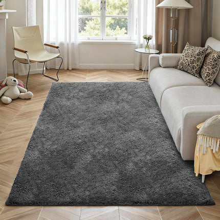 Shag Area Rug 5x8 ft, Plush Non-Slip, Dark Gray