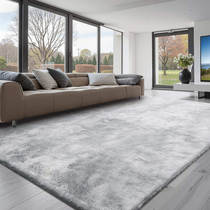 Shag Area Rug 9x12 ft, Plush, Slip-Resistant, Gray