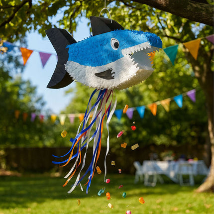 Shark Piñata Set with Stick and Mask for Parties