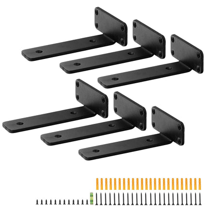 Shelf Brackets 6x4 In, 6-Pack, Steel, 160 Lb