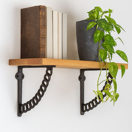 Shelf Brackets, Chain Design, Cast Iron, Set of 2