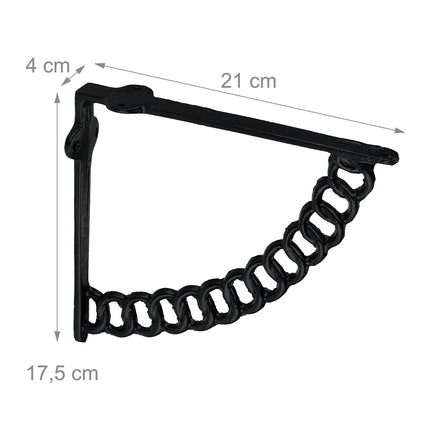 Shelf Brackets, Chain Design, Cast Iron, Set of 2