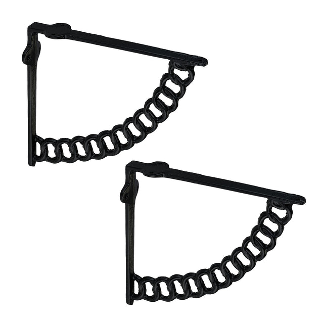 Shelf Brackets, Chain Design, Cast Iron, Set of 2