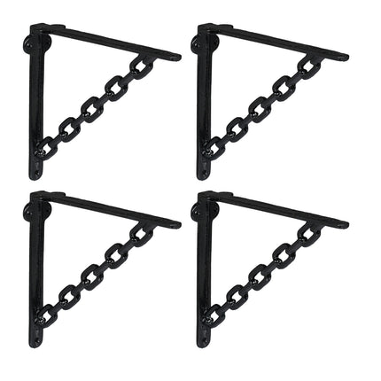 Shelf Brackets, Chain Design, Cast Iron, Set of 4