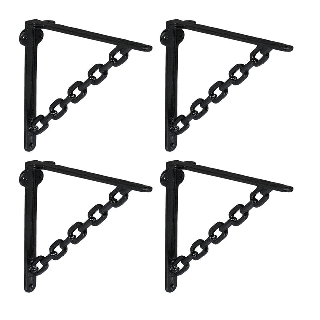Shelf Brackets, Chain Design, Cast Iron, Set of 4