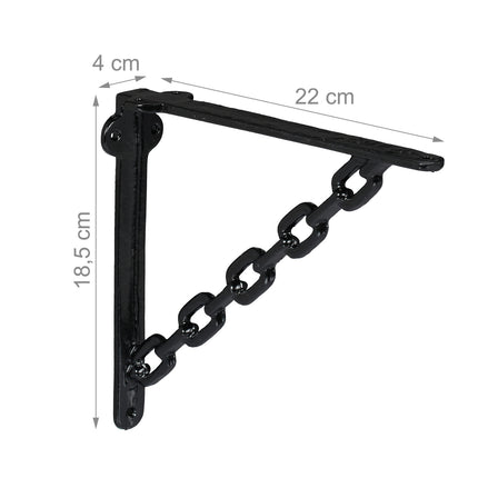 Shelf Brackets, Chain Design, Cast Iron, Set of 4