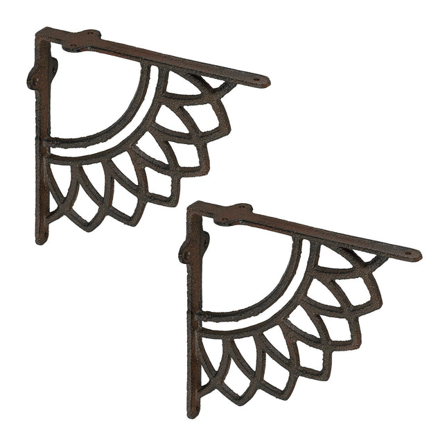 Shelf Brackets, Mandala Design, Cast Iron, Set of 2