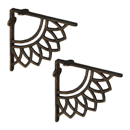 Shelf Brackets, Mandala Design, Cast Iron, Set of 2